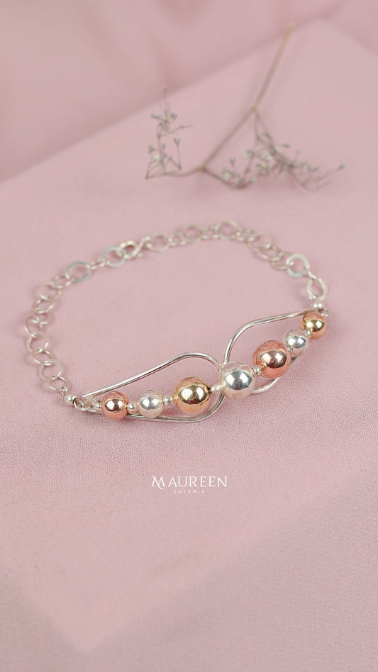 Pulsera 7 esferas - Plata/Oro