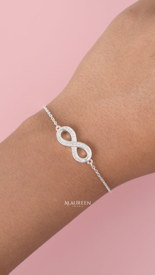 Pulsera infinito circones   - Plata