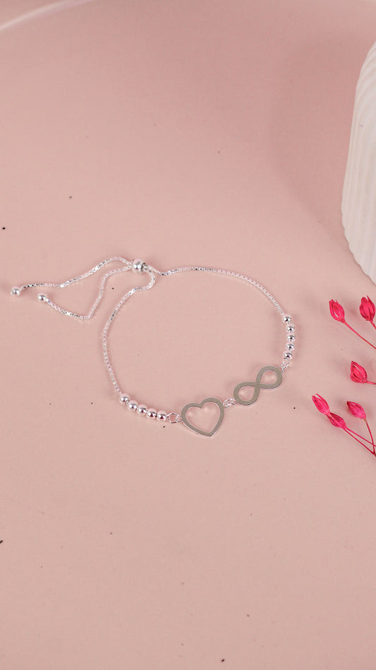 Pulsera infinito y corazon - Plata
