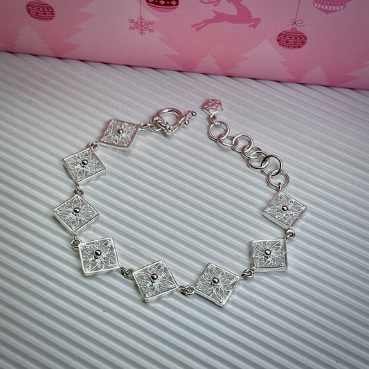 Pulsera rombos con puntos filigrana