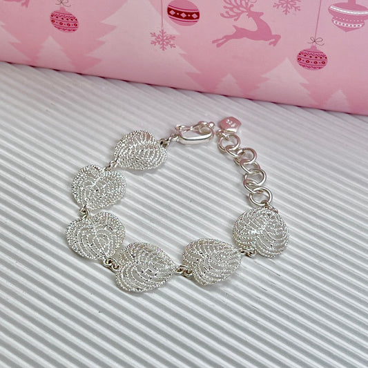 Pulsera corazon rayado filigrana - plata