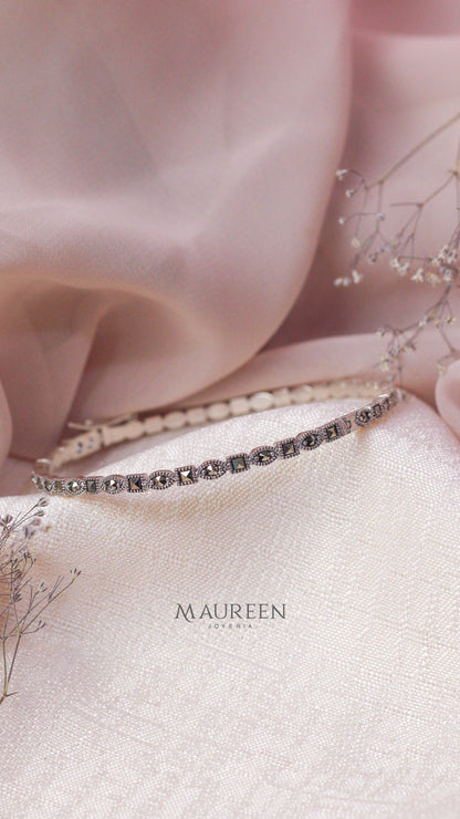 Puñera marquesita cuadrado y hoja - plata