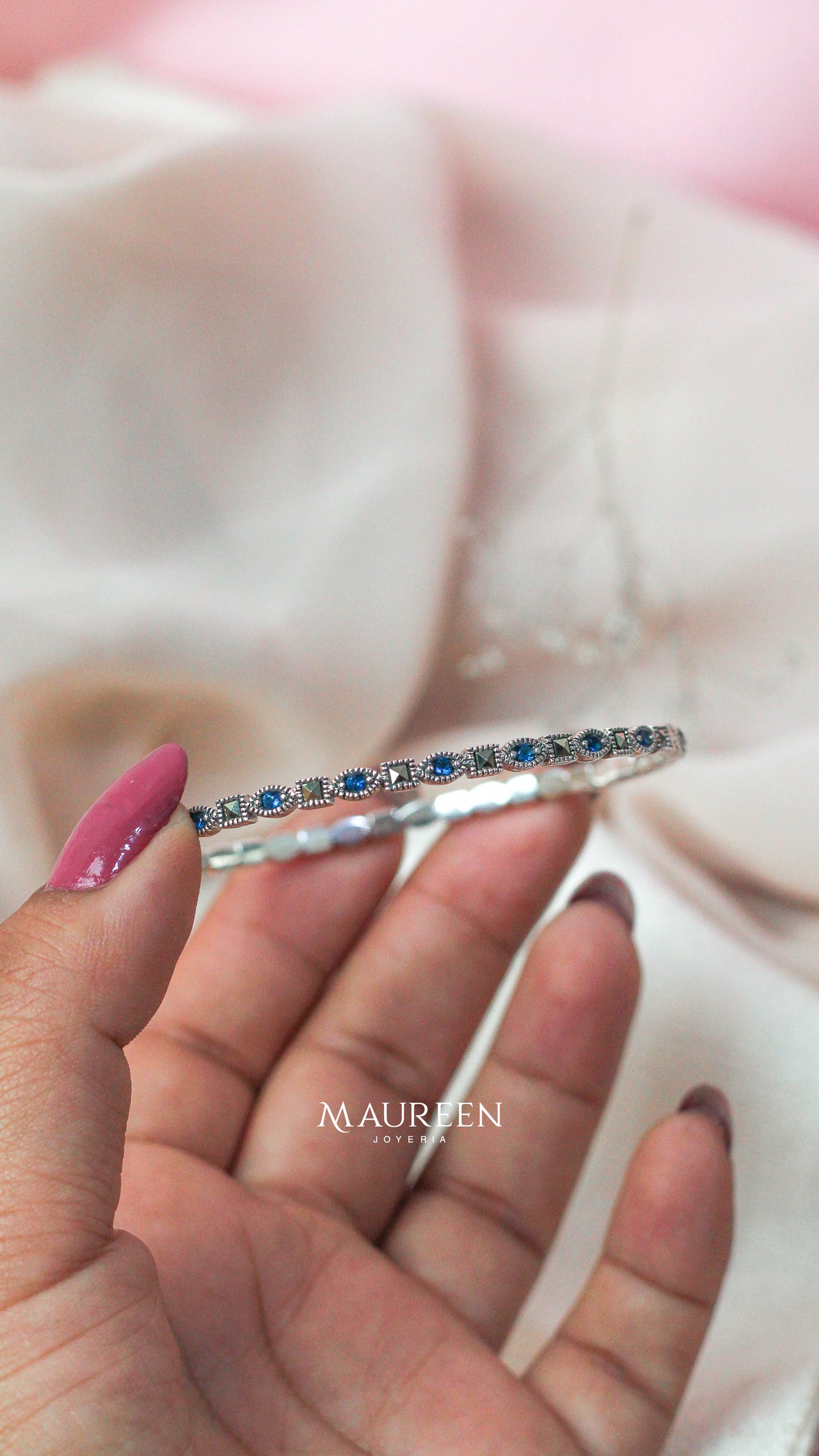 Puñera marquesita cuadrado y hoja - plata