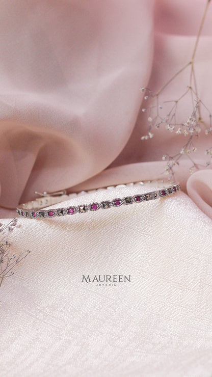 Puñera marquesita cuadrado y hoja - plata