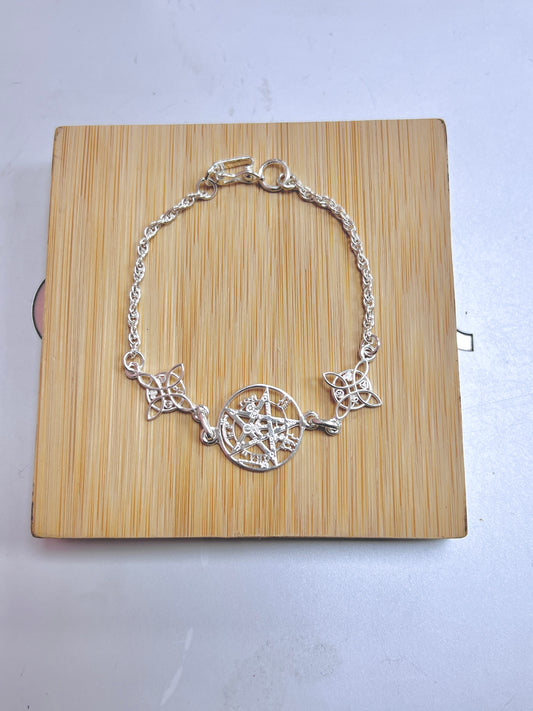 Pulsera tetragrammaton con nudo de bruja - plata
