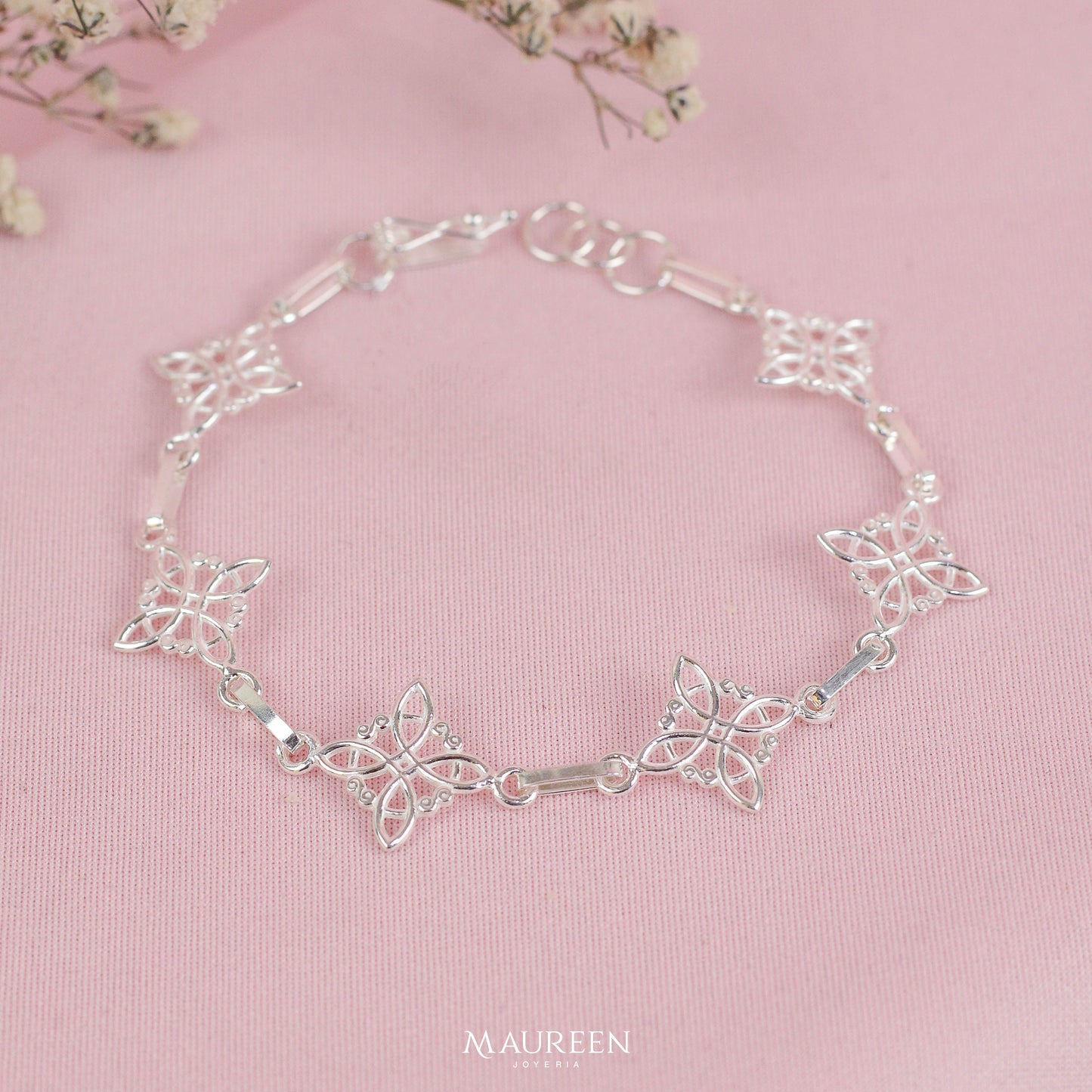 Pulsera nudos de bruja calados - plata