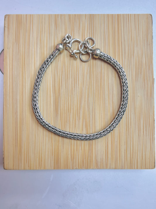 Pulsera espiga gruesa - plata quemada