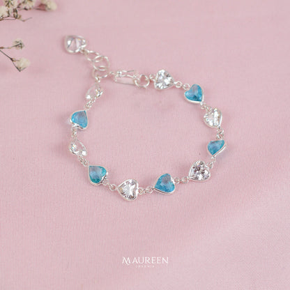 Pulsera corazon circones de color - plata