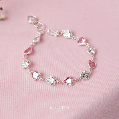 Pulsera corazon circones de color - plata