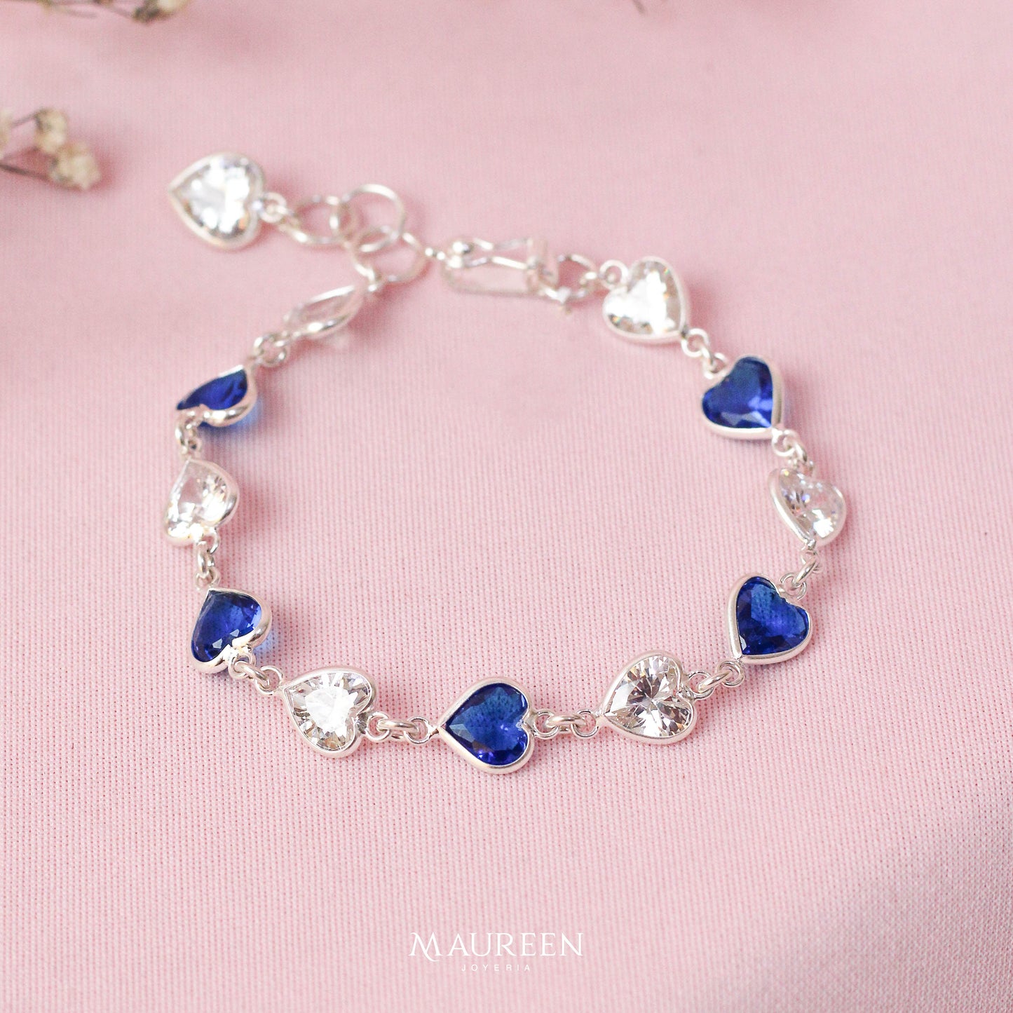 Pulsera corazon circones de color - plata