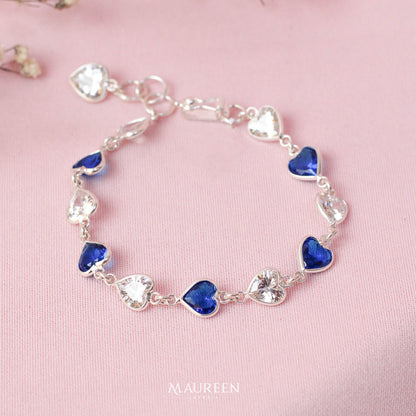 Pulsera corazon circones de color - plata