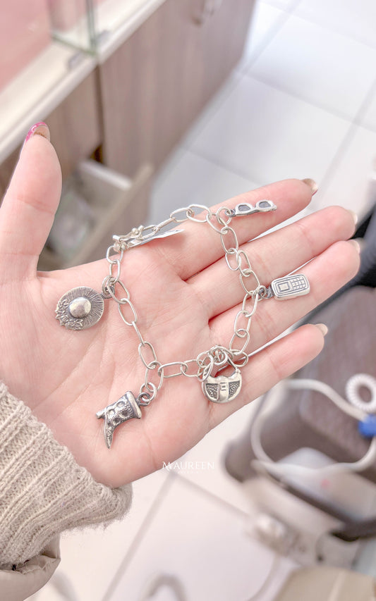 Pulsera dijes fashionista- Plata