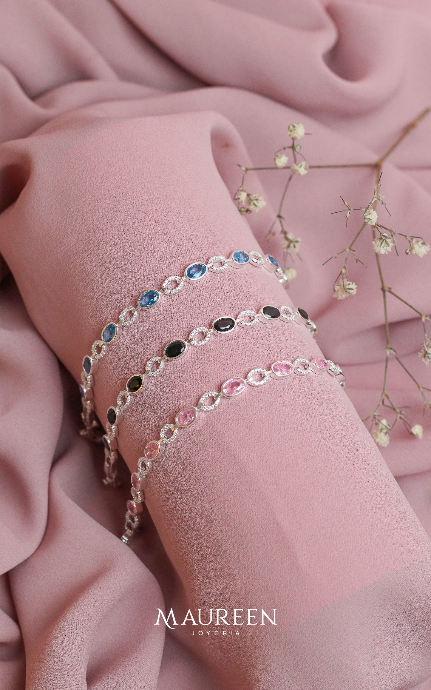 Pulsera circones ovales - Plata