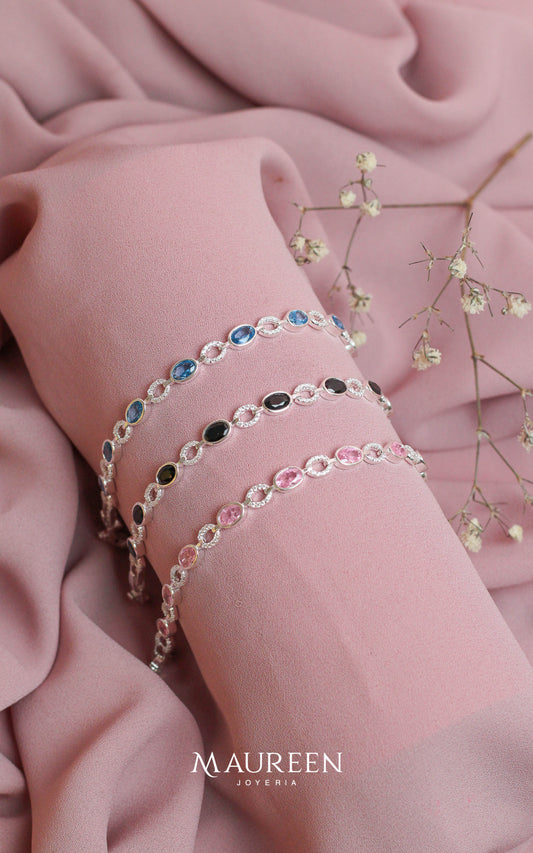 Pulsera circones ovales - Plata
