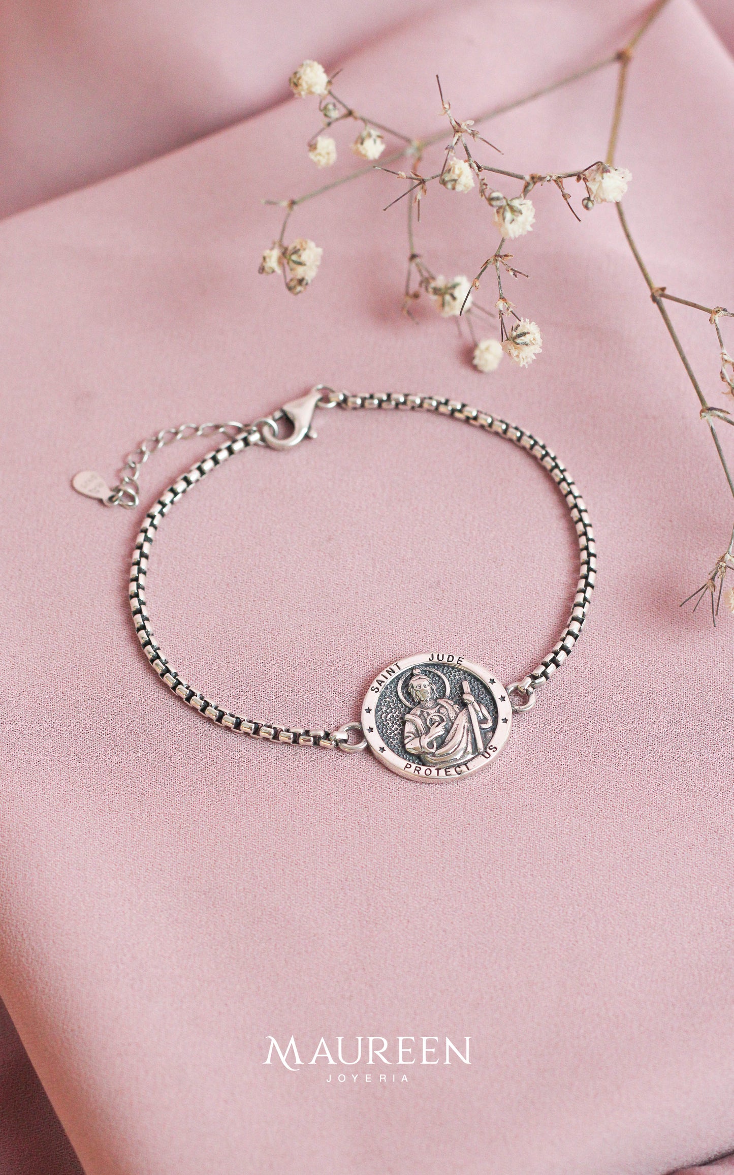 Pulsera san judas - plata quemada