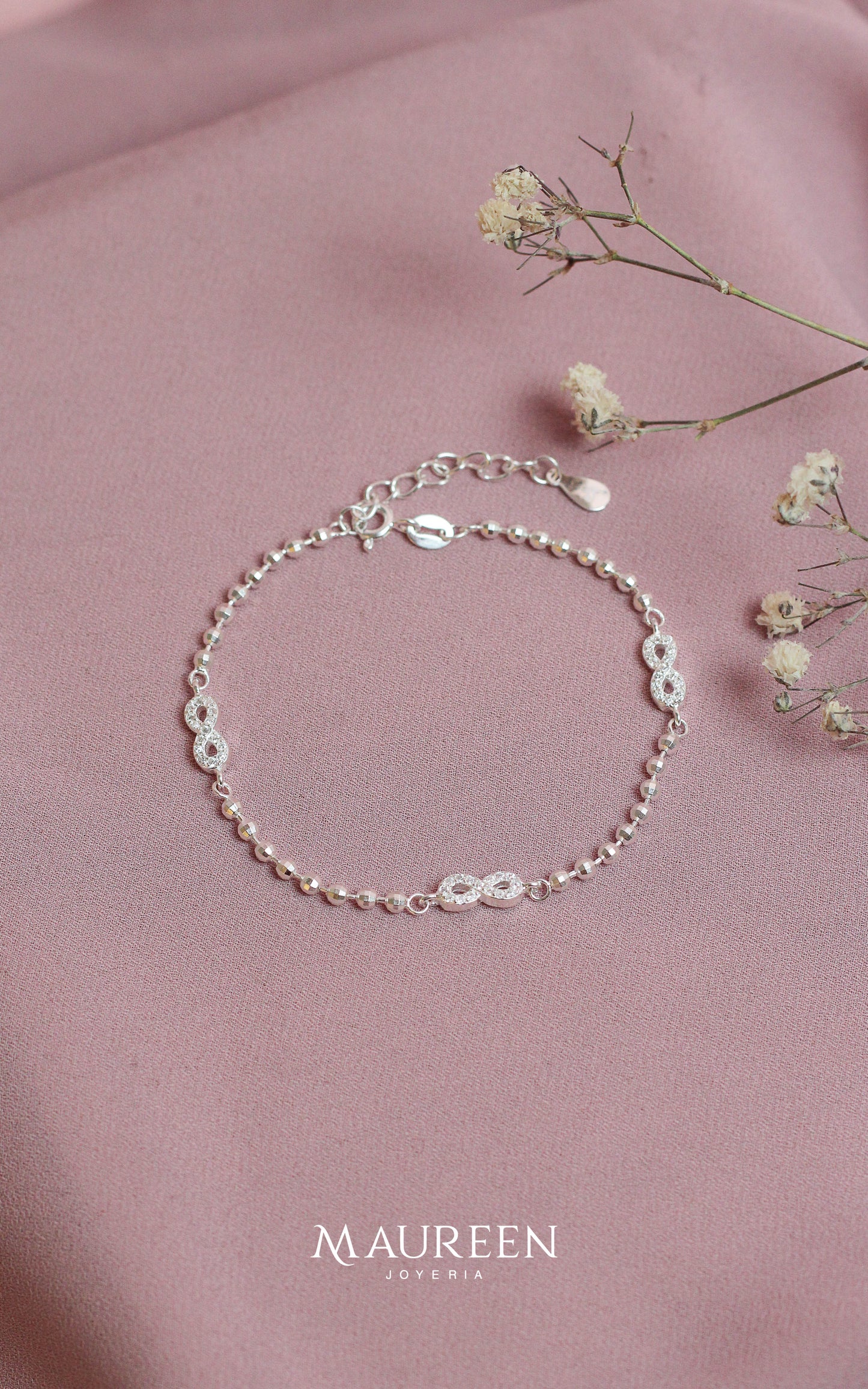 Pulsera infinito con esferas - Plata
