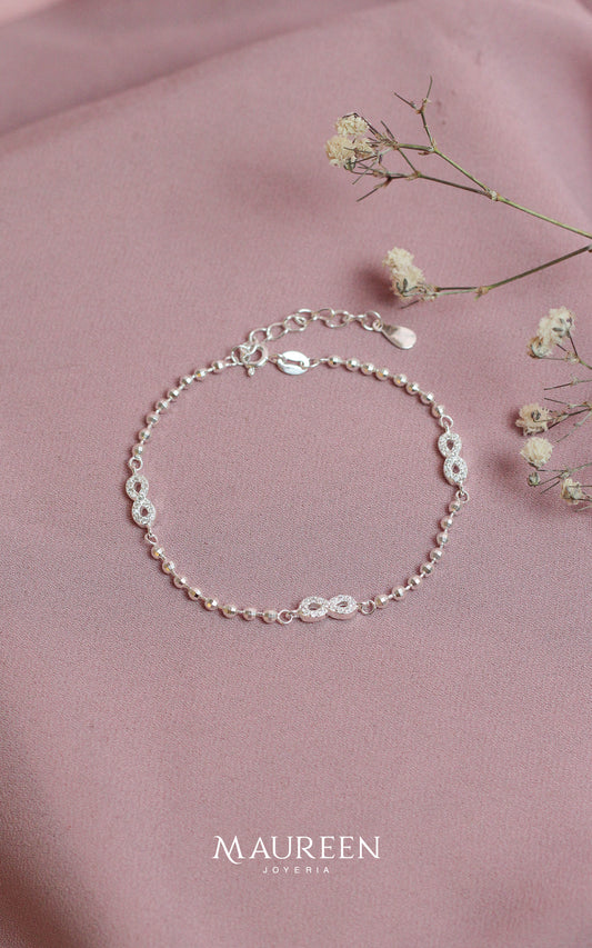 Pulsera infinito con esferas - Plata
