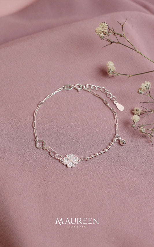 Pulsera LOUIS trebol circones - Plata