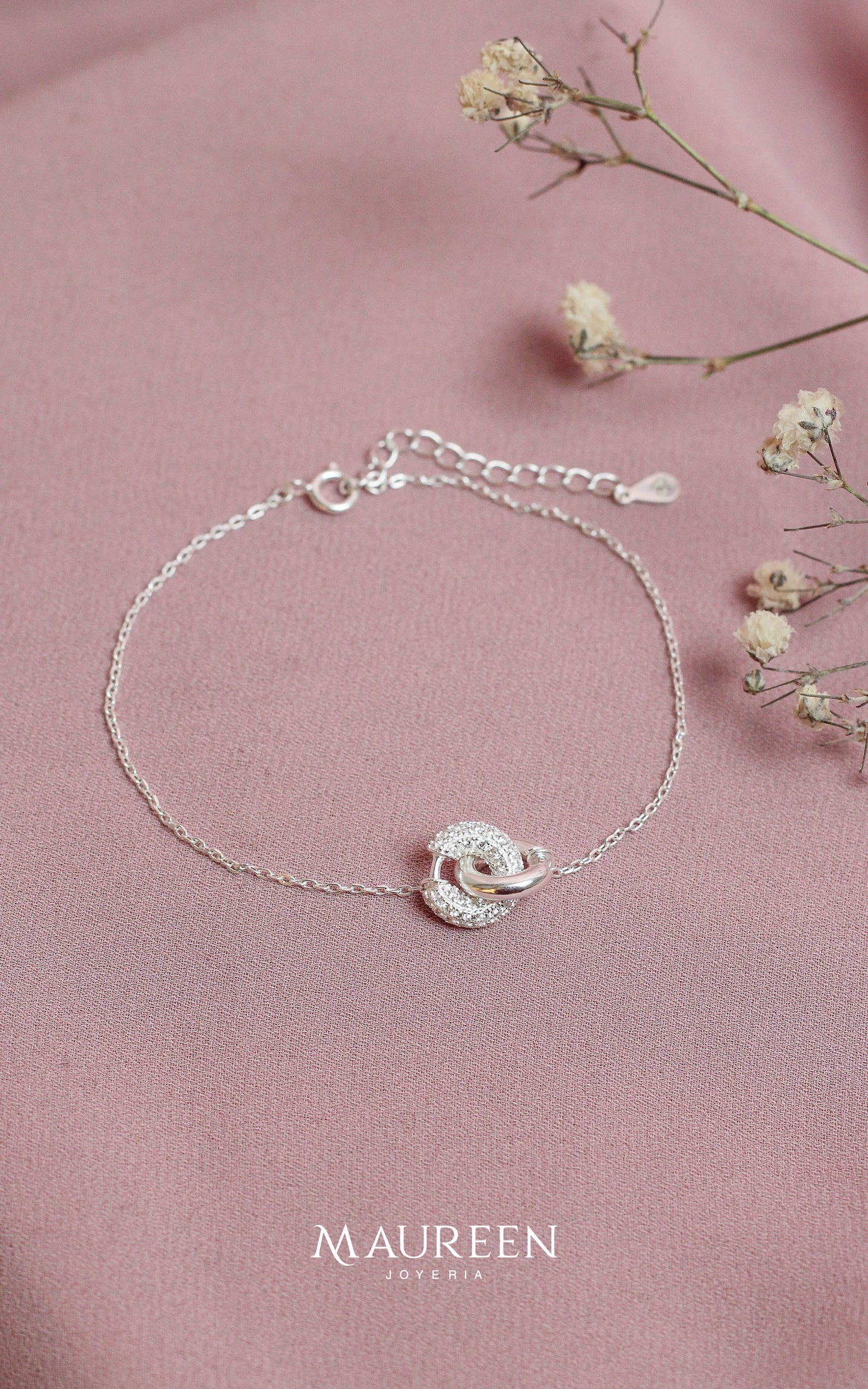 Pulsera argollas entrelazadas - Plata