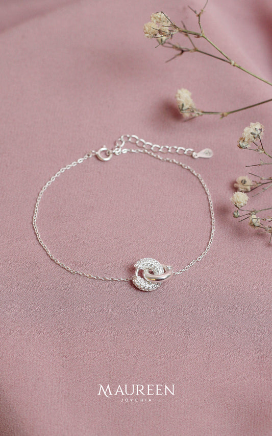 Pulsera argollas entrelazadas - Plata