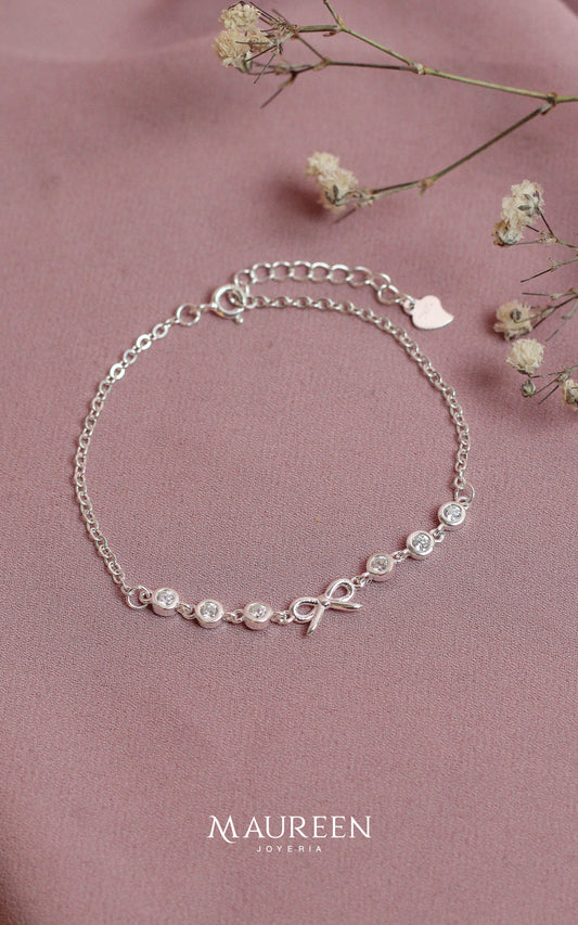 Pulsera lazo con puntos luz - Plata