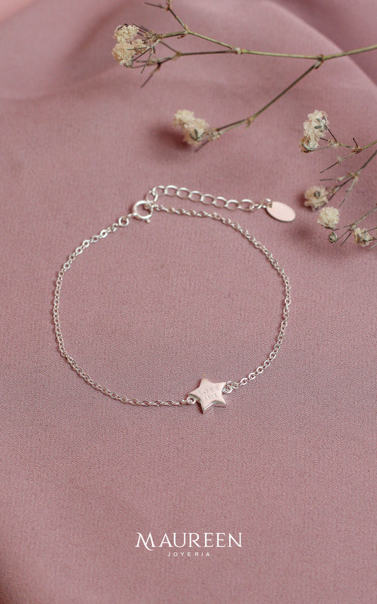 Pulsera estrella LOVE - Plata