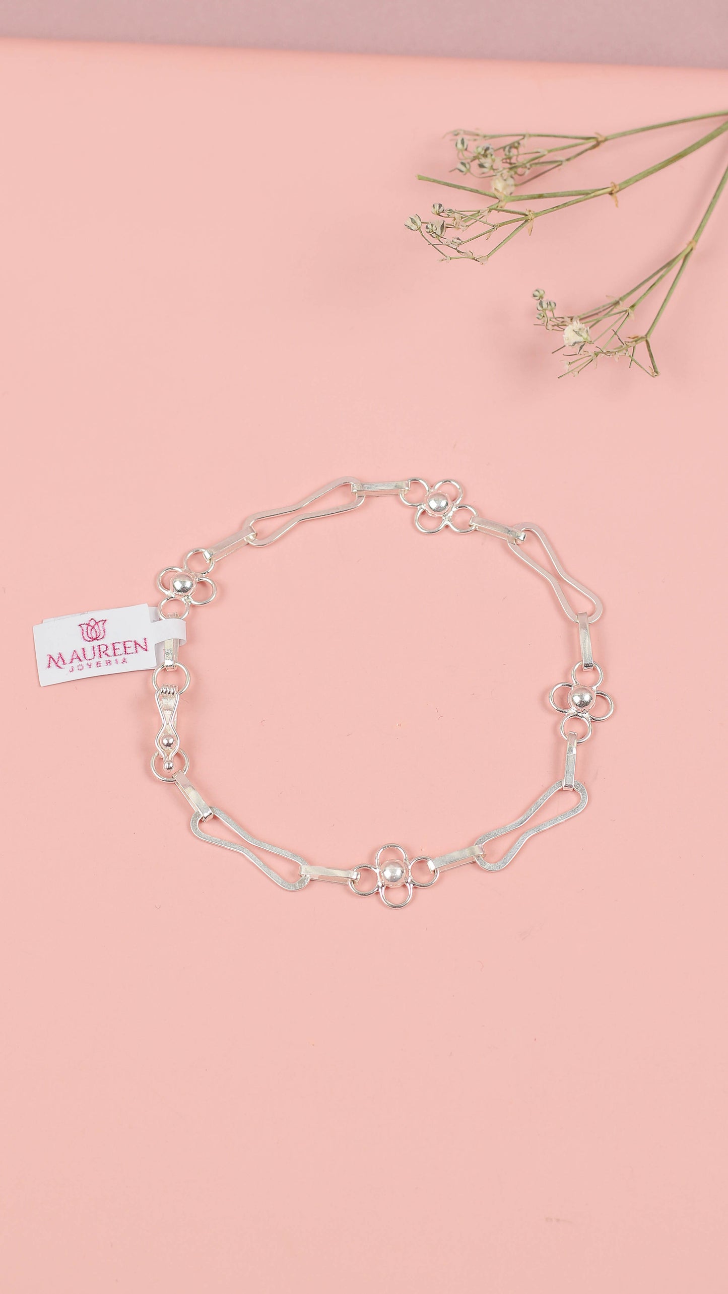 Pulsera trebol calado  - Plata