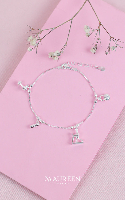 Pulsera dijes gym - Plata