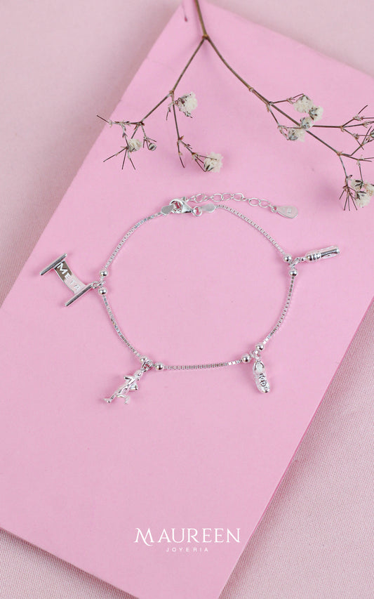 Pulsera dijes atletismo - Plata