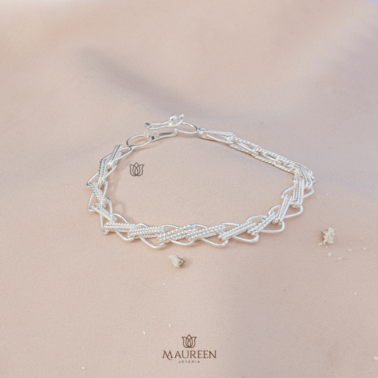 Pulsera trenzada texturada - Plata
