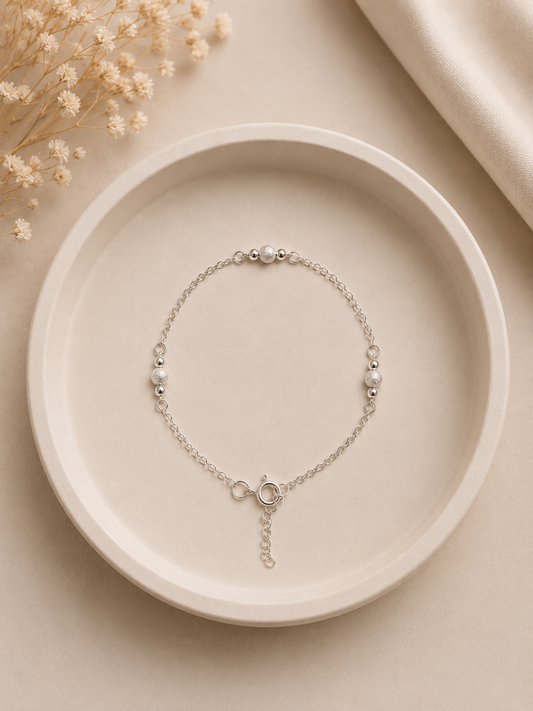 Pulsera satelite diamantada - Plata