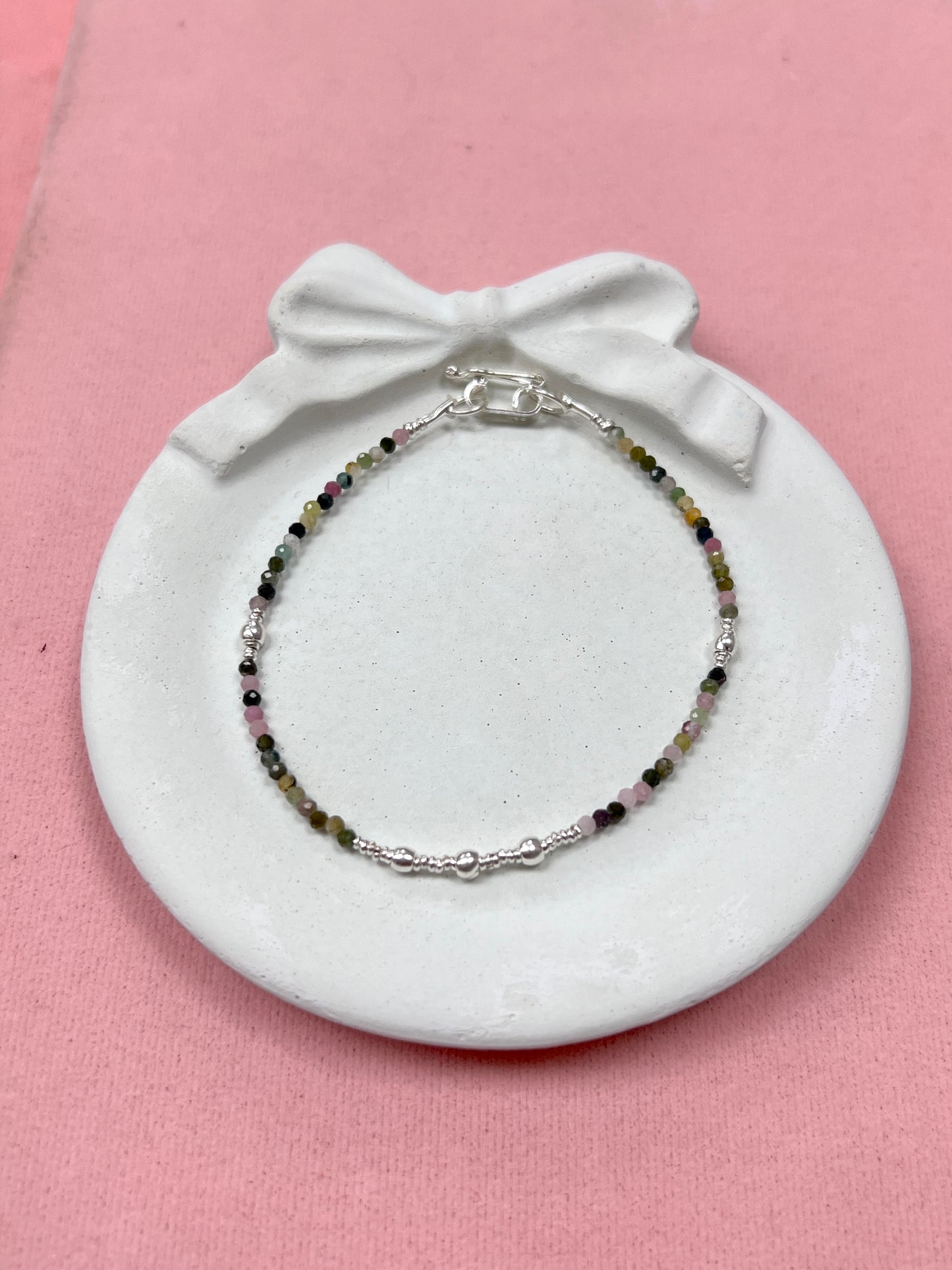 Pulsera piedra natura lturmalina pequeña shakira - Plata
