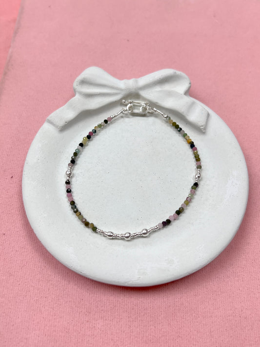 Pulsera piedra natura lturmalina pequeña shakira - Plata