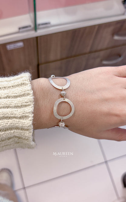 Pulsera circulos texturada - Plata
