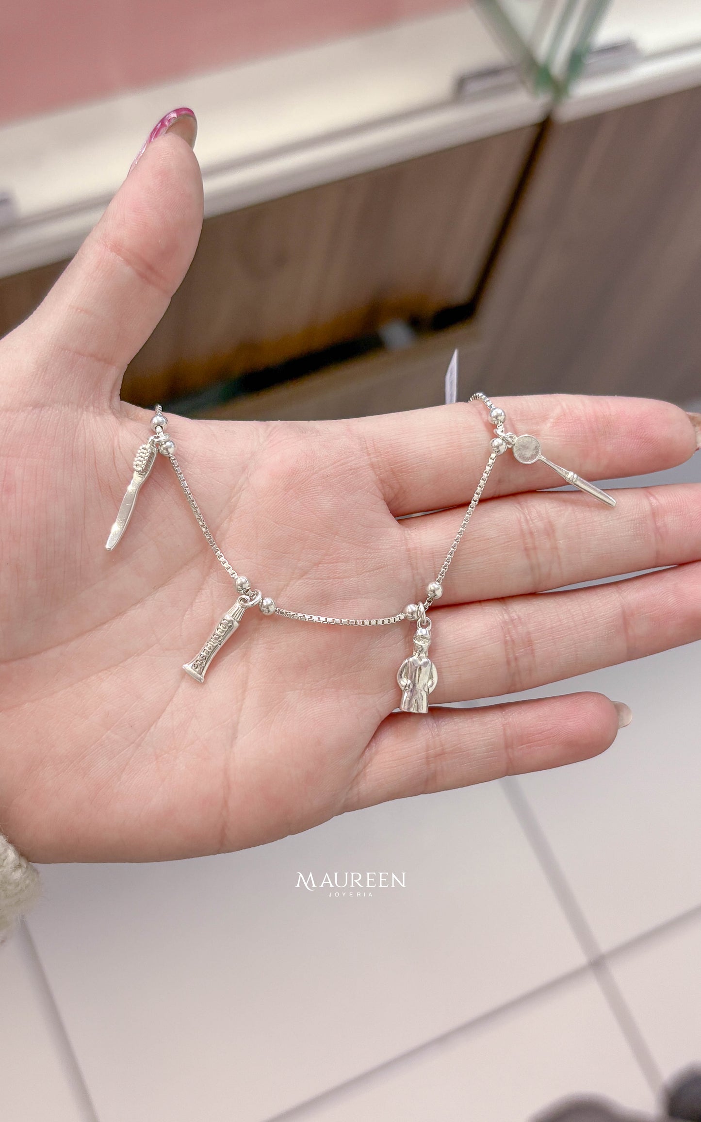 Pulsera dijes dentista - Plata