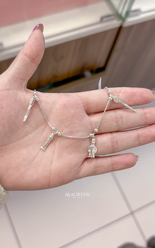 Pulsera dijes dentista - Plata
