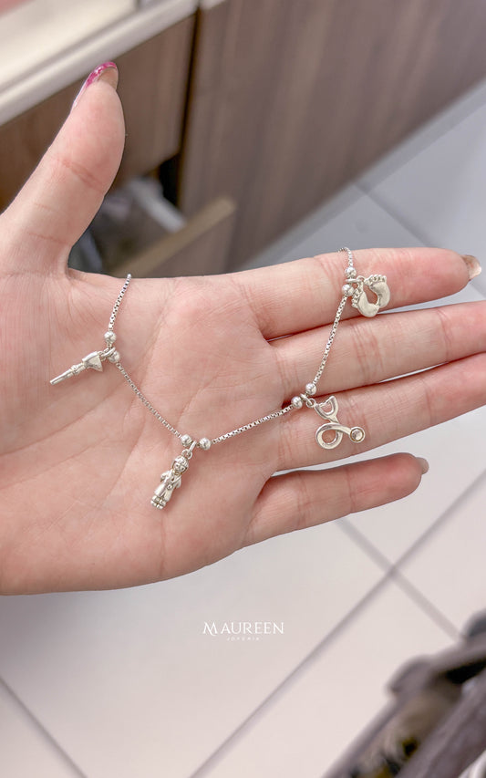 Pulsera dijes pediatra - Plata