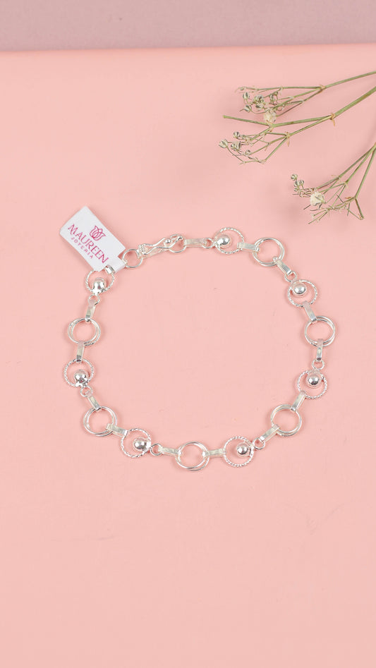Pulsera delgada ojos y doble circulo - Plata