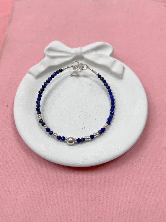 Pulsera piedra natural lapislazuli shakira - Plata