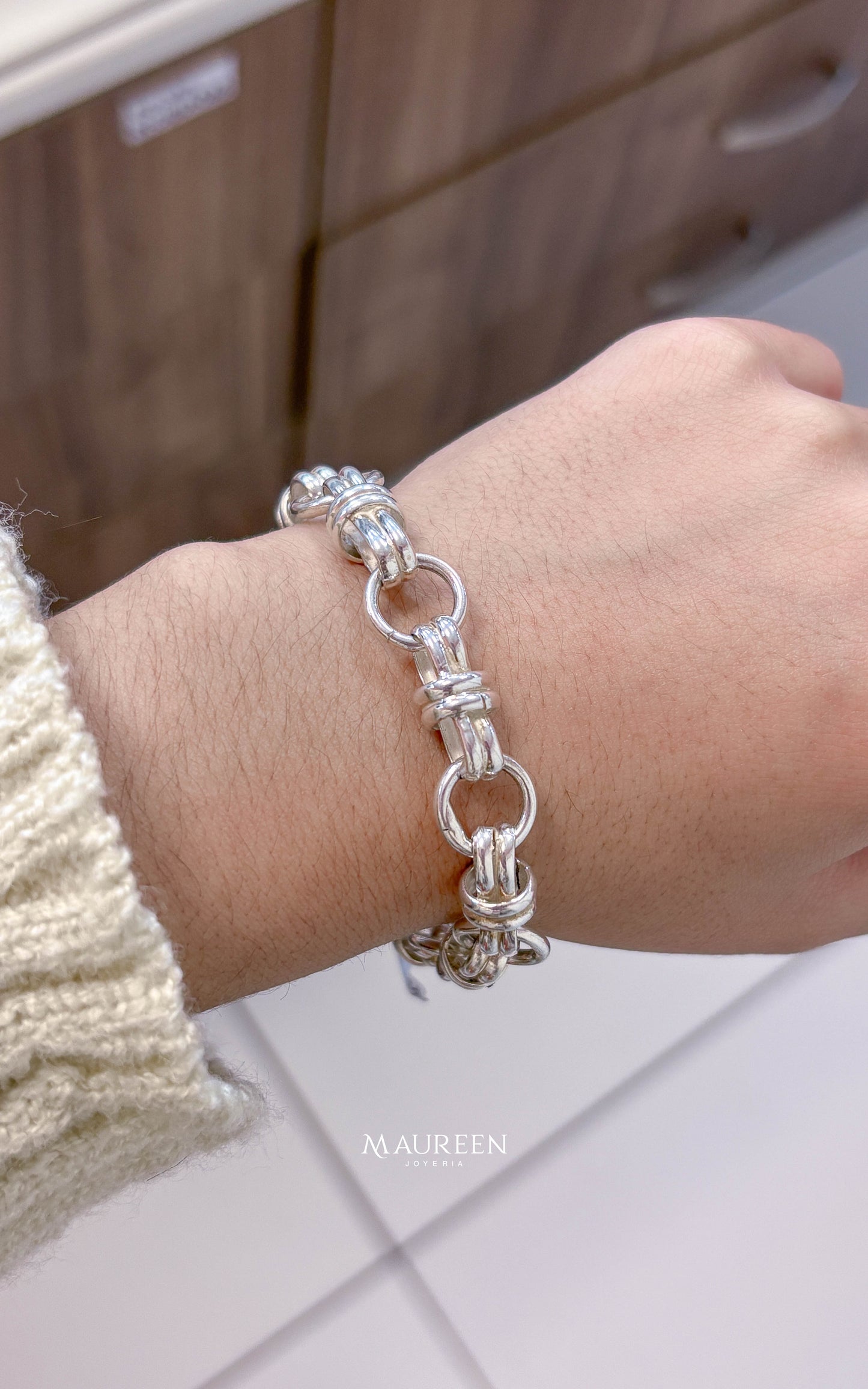 Pulsera donas y circulos - plata