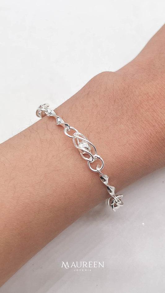 Pulsera prisionera y esferas - Plata
