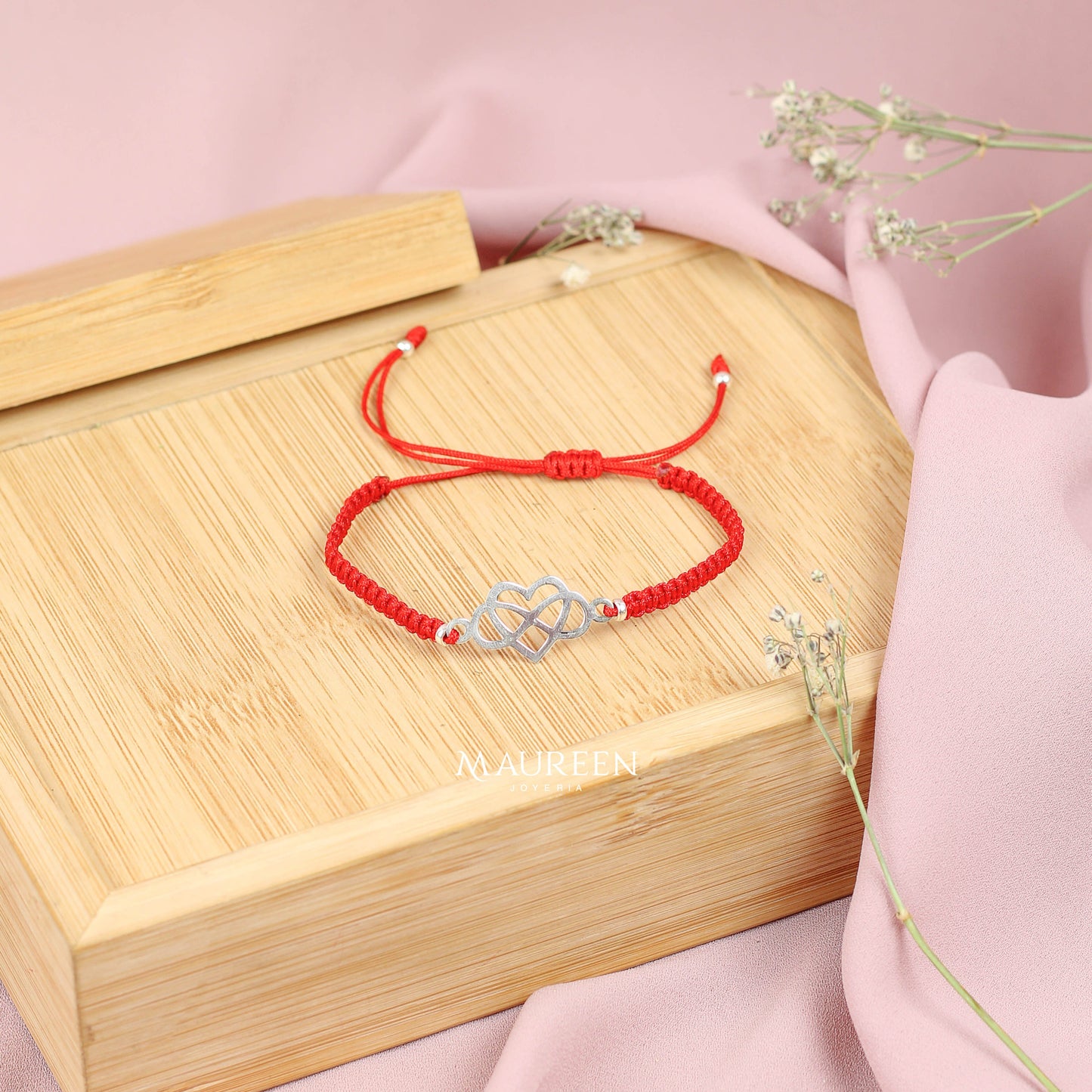 Pulsera de hilo rojo dije amor infinito - Plata