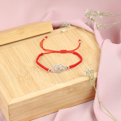 Pulsera de hilo rojo dije amor infinito - Plata