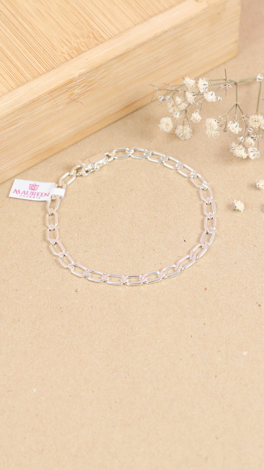 Pulsera hombre hexagonal broche cajon - Plata