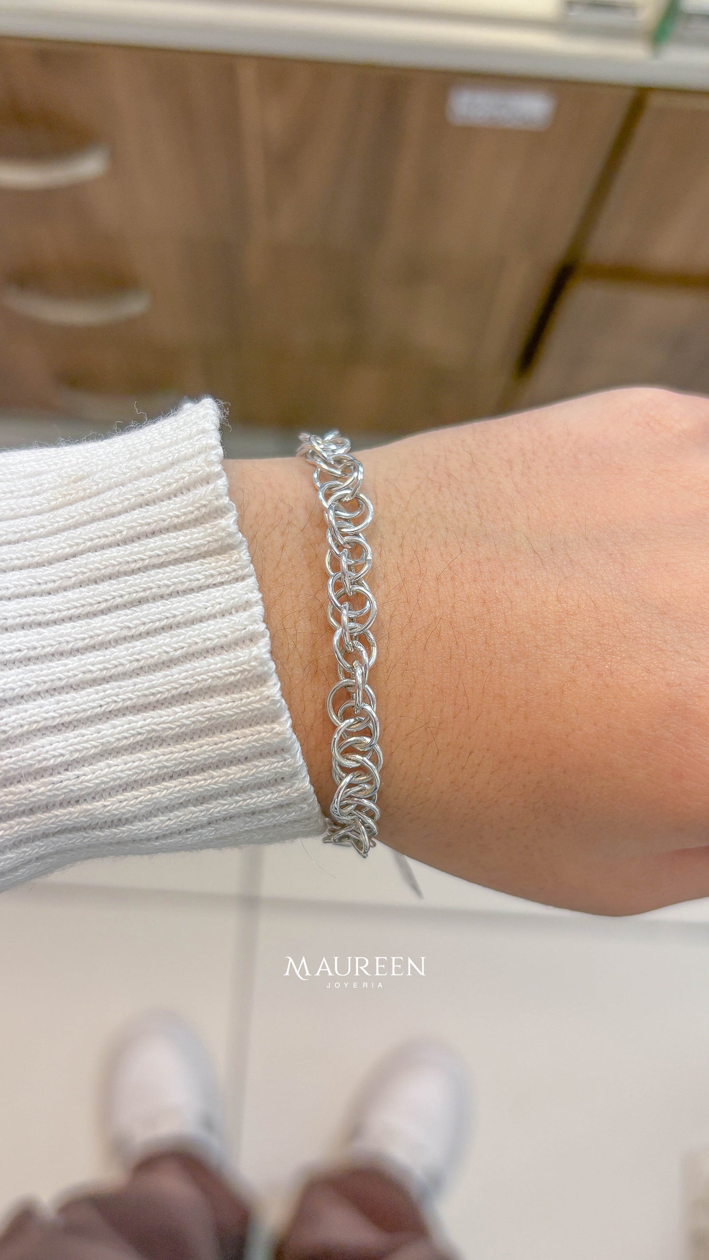 Pulsera circulos entrelazados cadena - plata