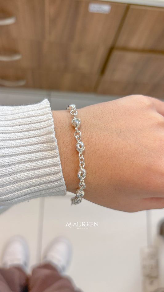 Pulsera donas medianas entrelazadas - Plata