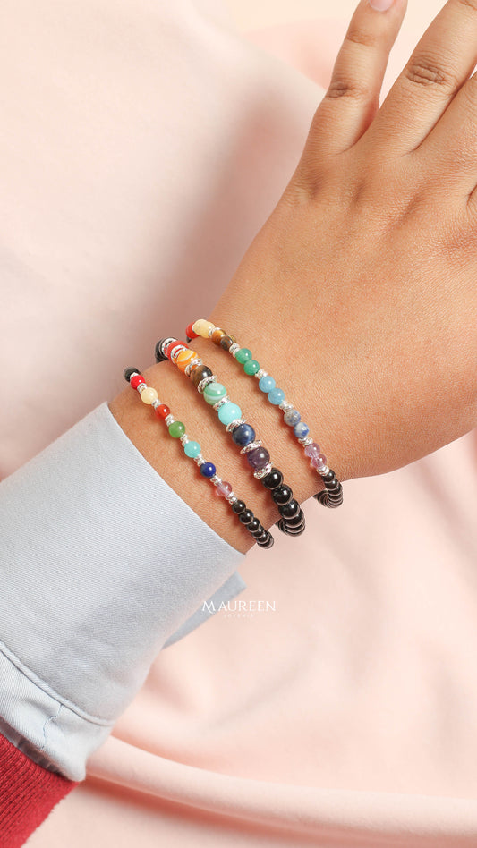 Pulsera  piedras naturales 7 chakras - Plata