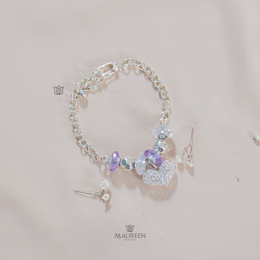 Pulsera dije corazón filigrana - Plata