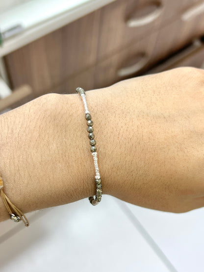 Pulsera 6 pirita y shakiras - Plata