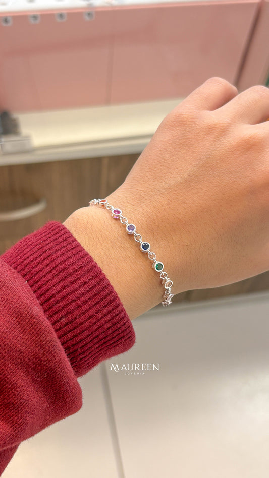 Pulsera circones diversos colores - Plata